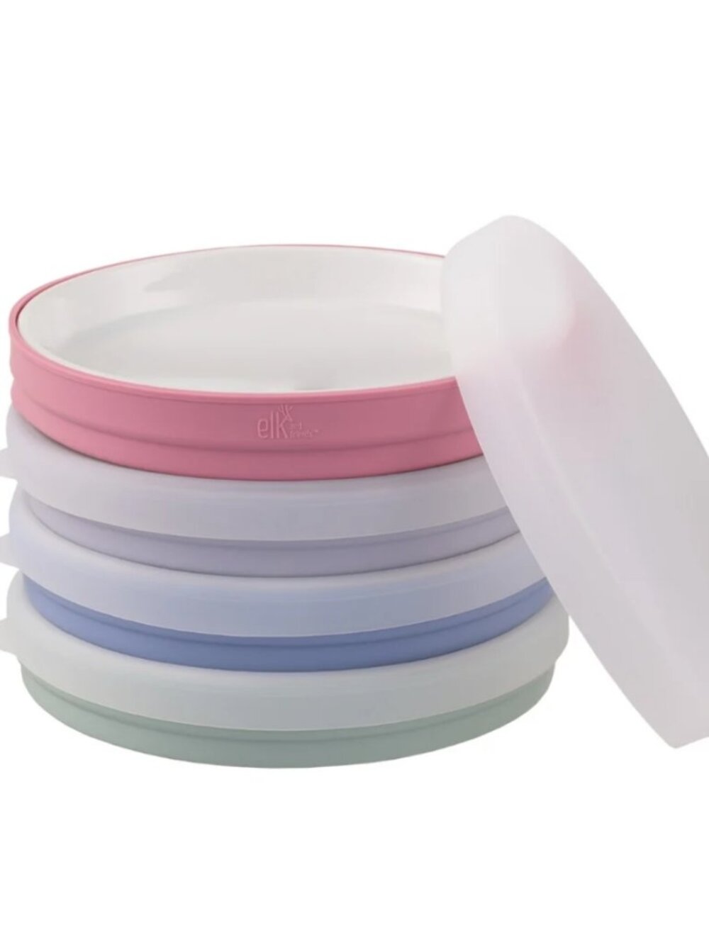 Elk and Friends Non-Divided Porcelain Plates with Lid and Sleeve,  7.8", 4 pack